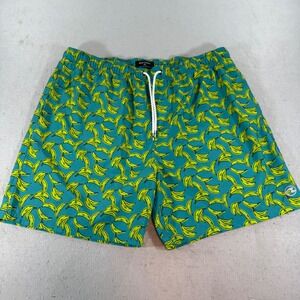 Ocean Current Banana Print Swim Trunks Mens XXL Teal‎ Blue Board Shorts